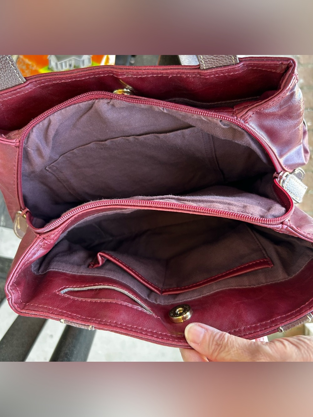 Sonoma Burgundy Shoulder Bag with Brown Straps - Picture 4 of 6